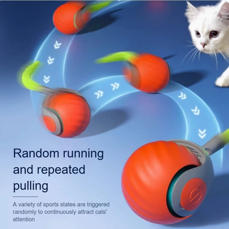 PlayPaws Interactive Rolling Toy - USB Rechargeable with Faux Tail for Pets