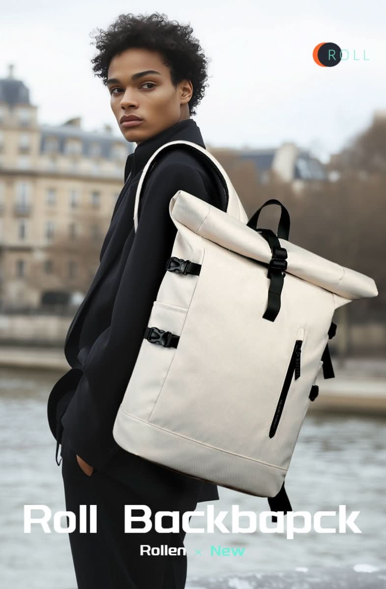ROLLTRAIL - Zaino roll-top espandibile con scomparto per laptop e grande volume