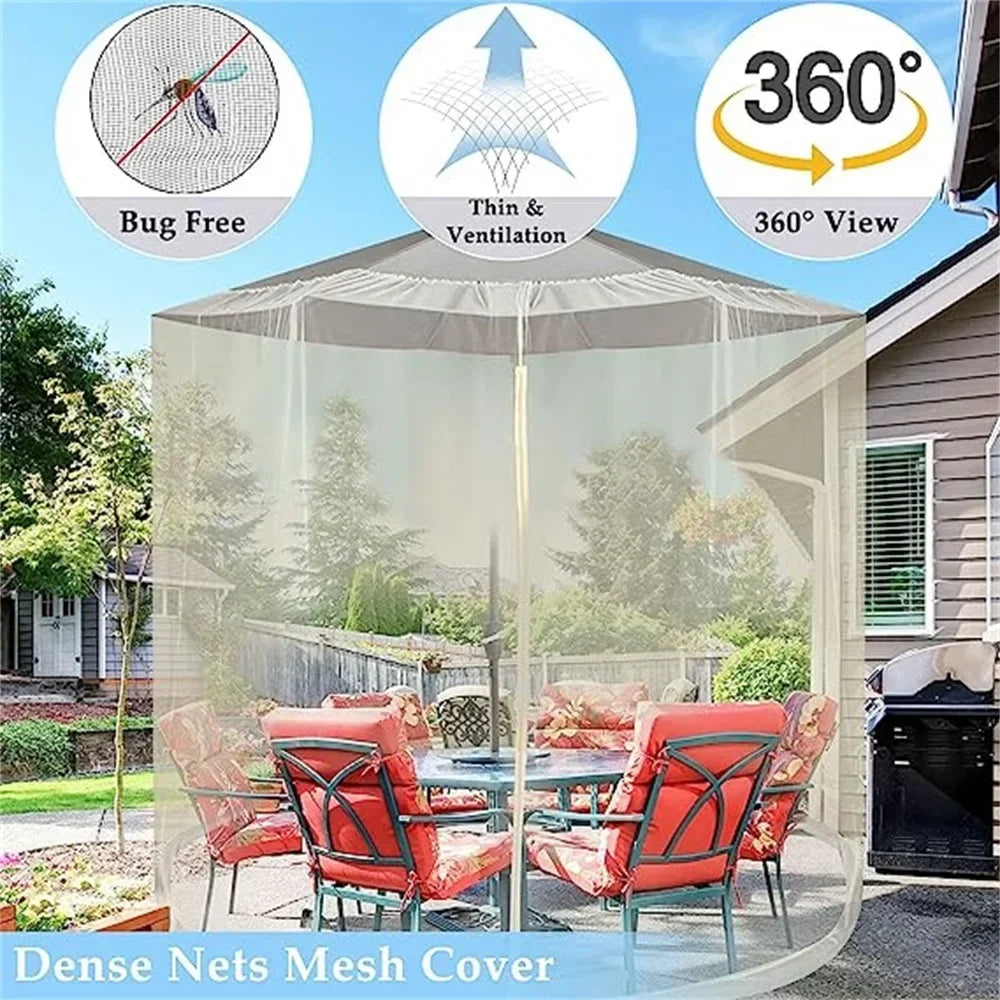 EcoShield Mosquito Net - Mosquito net for parasols up to 4m with zip fastener