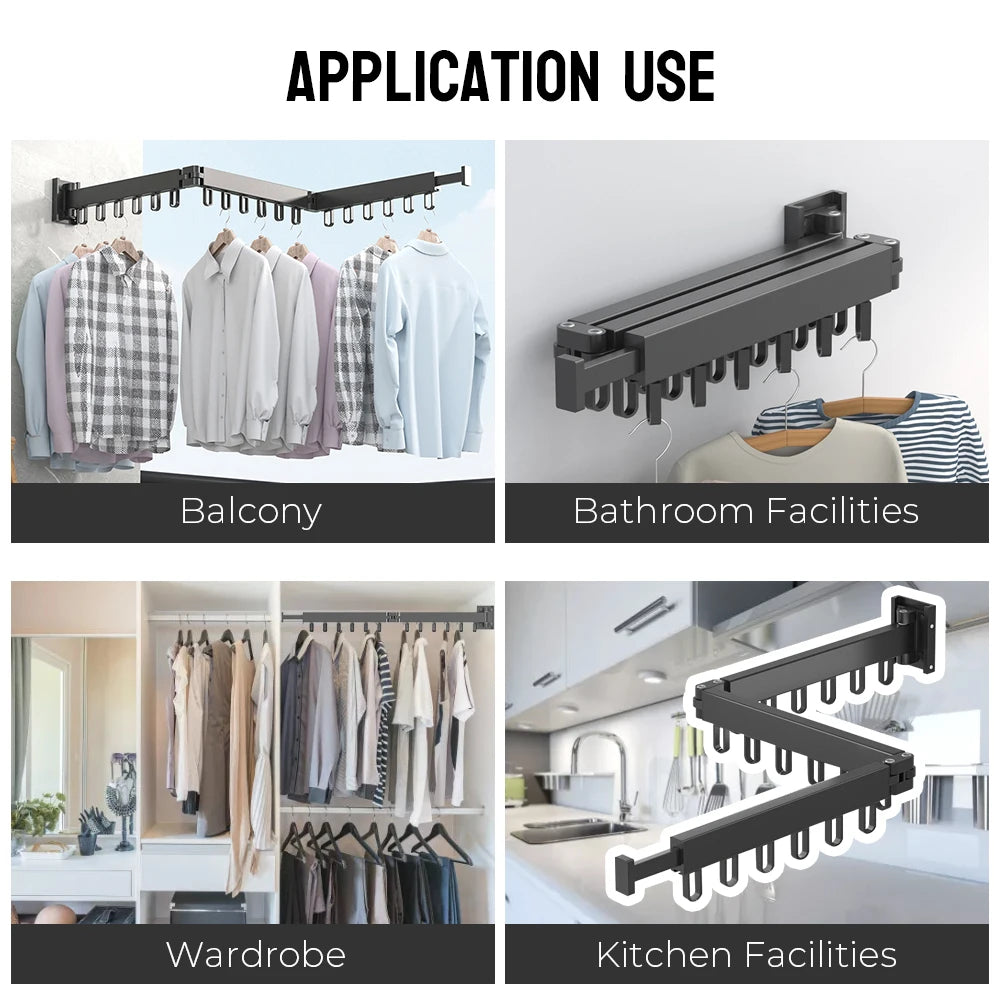 SpaceMax Pull-out clothes horse - Wall-mounted aluminium clothes dryer
