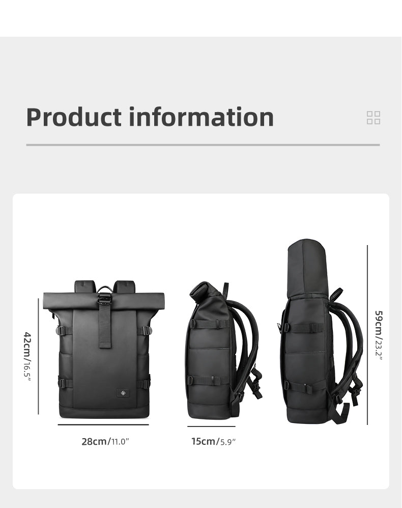 ROLLTRAIL Rugzak – Uitbreidbare outdoor rugzak met groot volume & laptopvak
