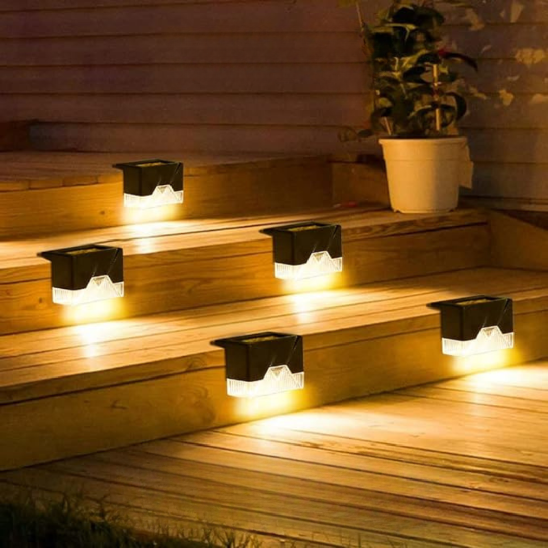 GlowLite Solar – Lámparas solares autoadhesivas para jardín, escalera y balcón con luz blanco cálido