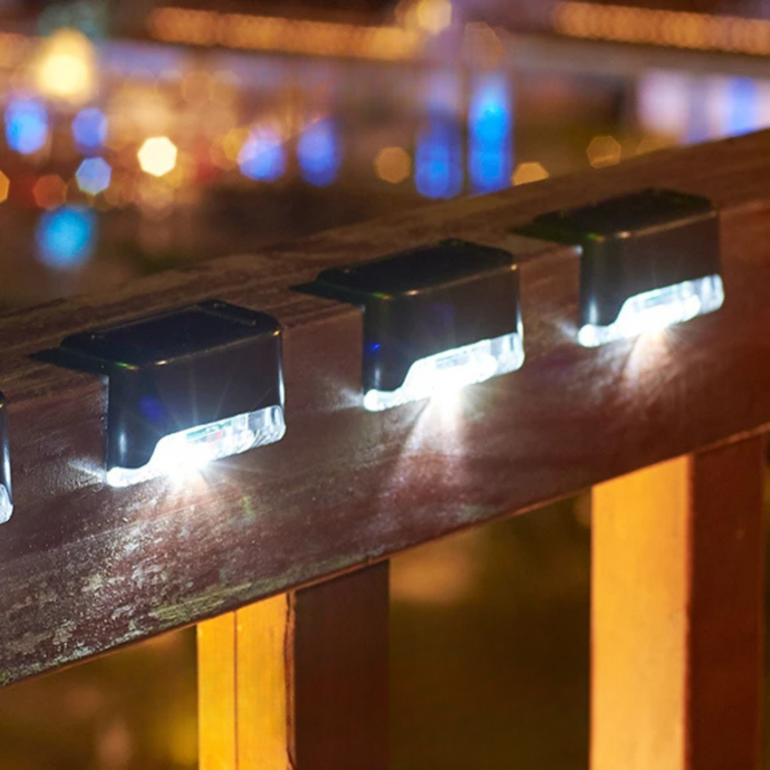 GlowLite Solar – Lámparas solares autoadhesivas para jardín, escalera y balcón con luz blanco cálido