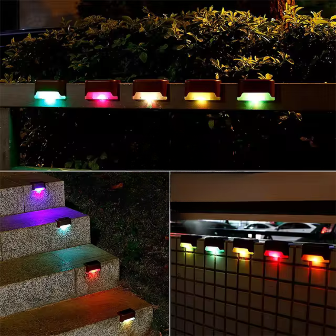 GlowLite Solar – Lámparas solares autoadhesivas para jardín, escalera y balcón con luz blanco cálido