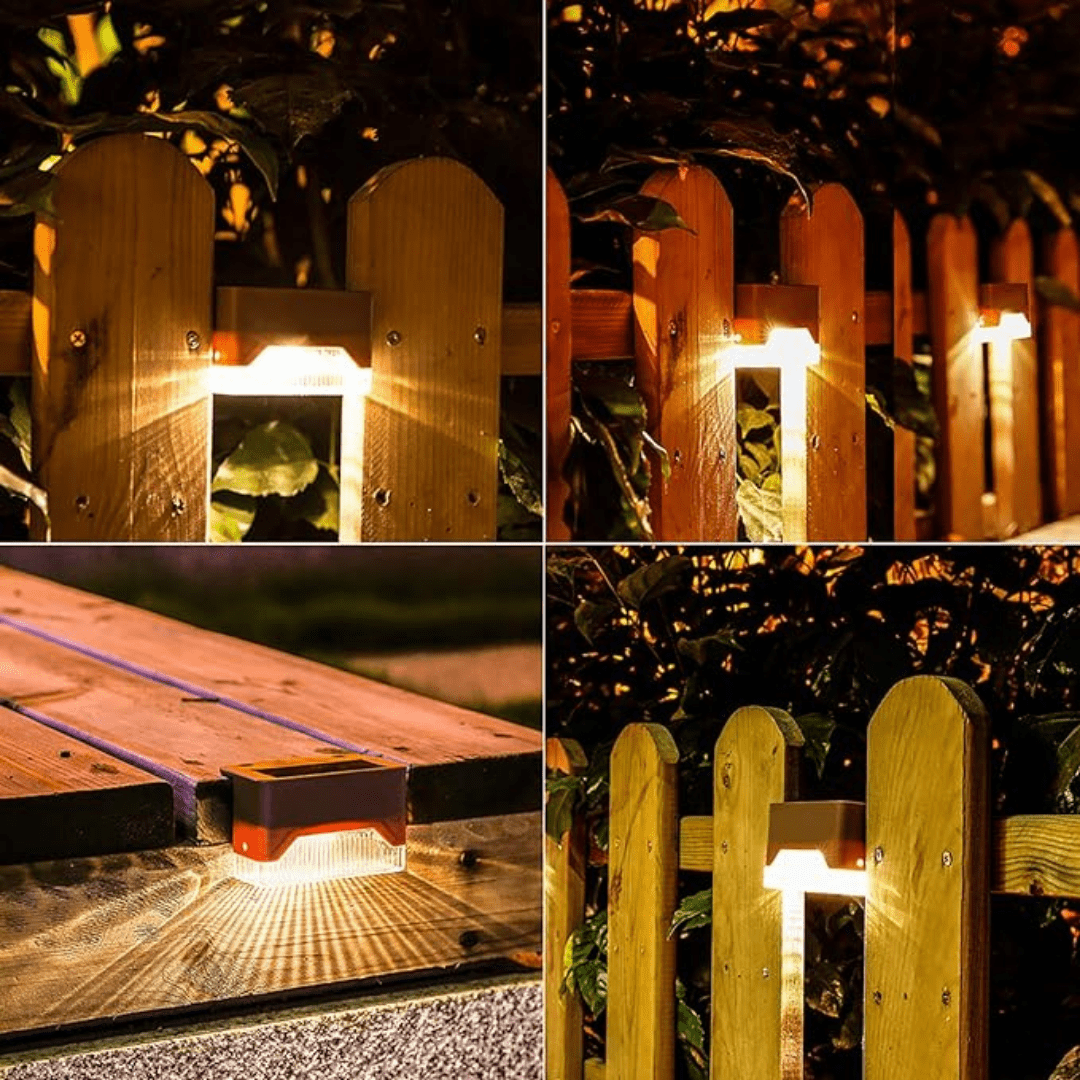 GlowLite Solar – Lámparas solares autoadhesivas para jardín, escalera y balcón con luz blanco cálido