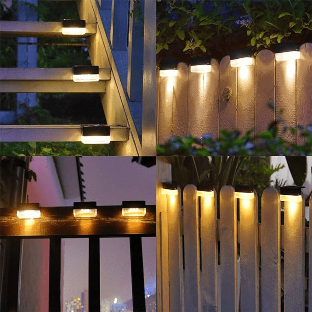 GlowLite Solar – Lámparas solares autoadhesivas para jardín, escalera y balcón con luz blanco cálido