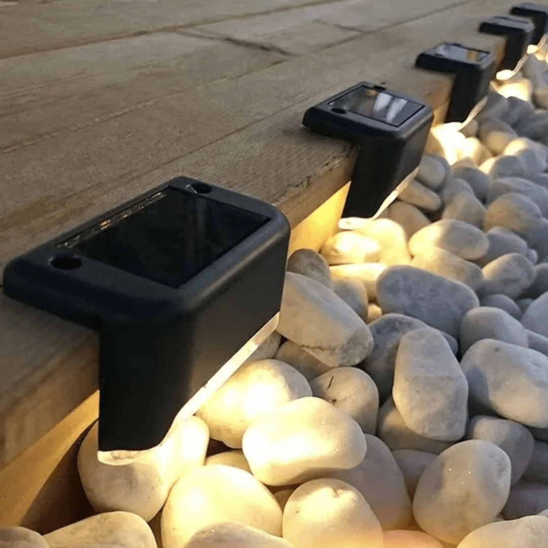 GlowLite Solar – Lámparas solares autoadhesivas para jardín, escalera y balcón con luz blanco cálido