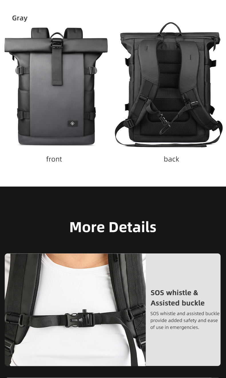ROLLTRAIL Rugzak – Uitbreidbare outdoor rugzak met groot volume & laptopvak