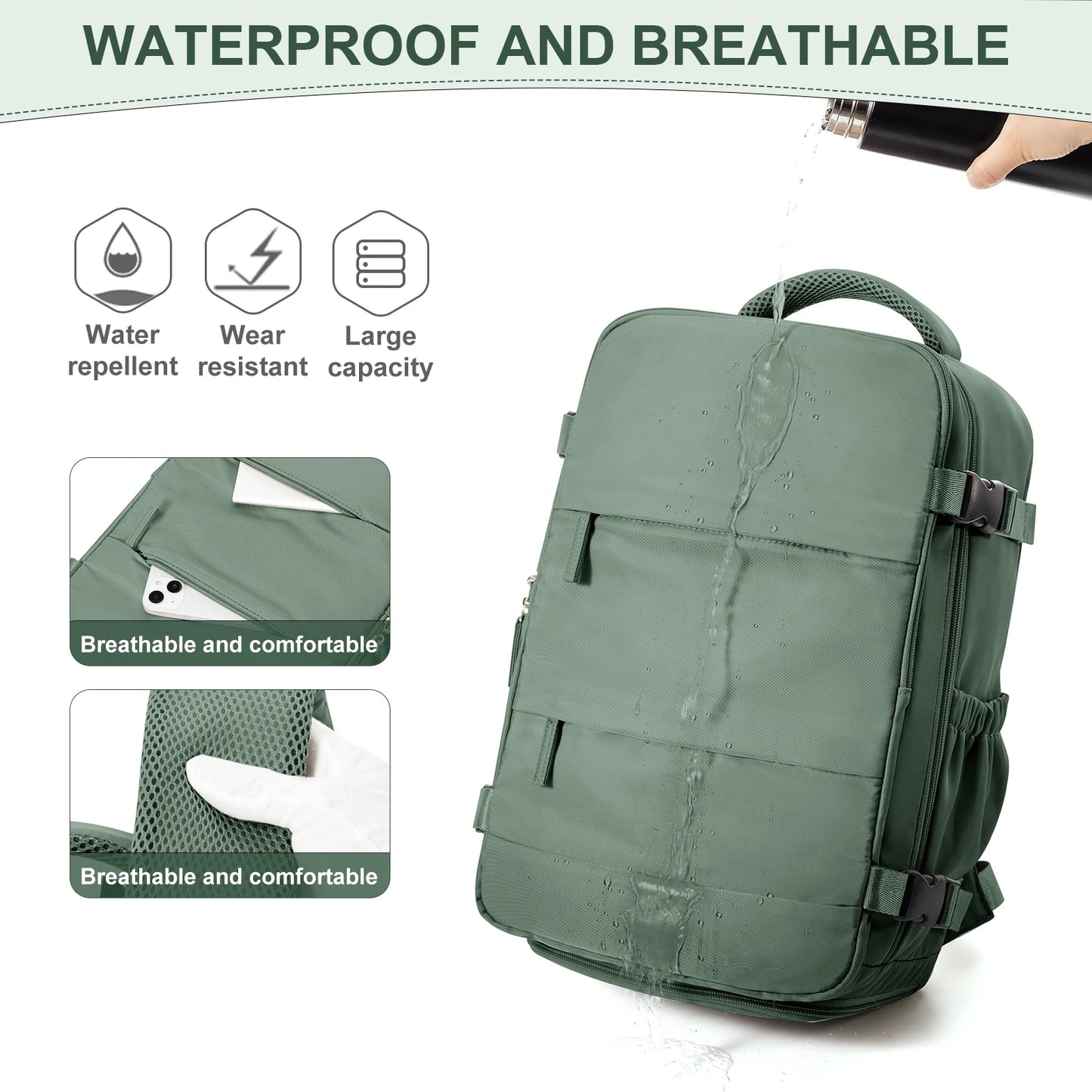 Vielseitiger Reiserucksack Handgepäck für Herren und Damen – Ideal für Reisen, Freizeit & Laptop-3