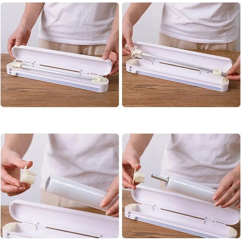 WRAPFLOW – Reusable plastic wrap dispenser with integrated cutting system