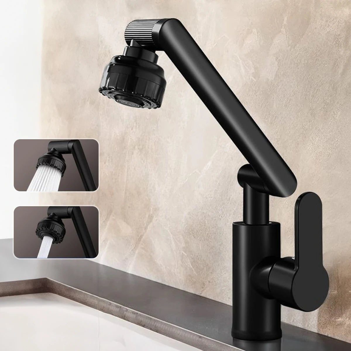 MECHAFLOW 360 – 360° Robotic Arm Kitchen Faucet with Bubble & Shower Stream