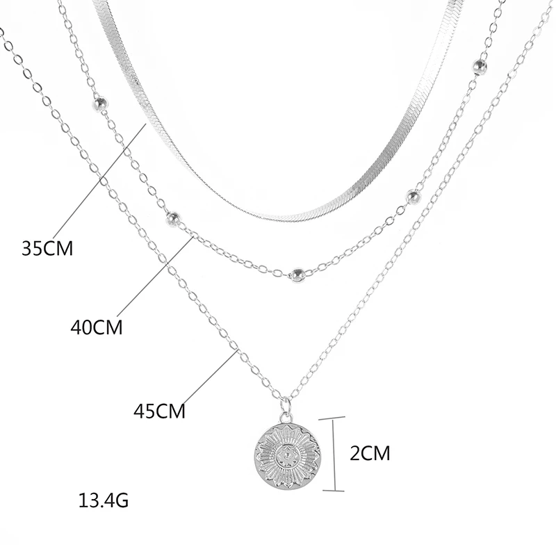 LUNARIA NECKLACE – Elegant Silver Triple-Layer Necklace for Style & Confidence