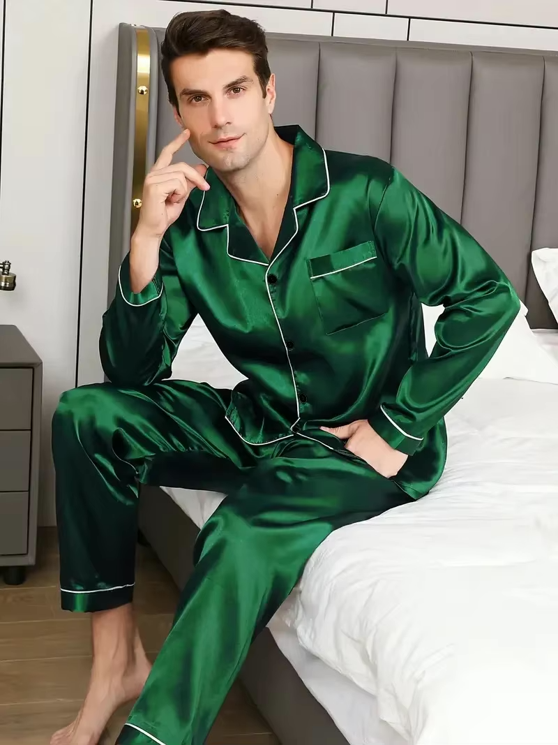 SILKON Men's Pyjamas - Silk satin pyjamas for men with a stylish fit & comfort