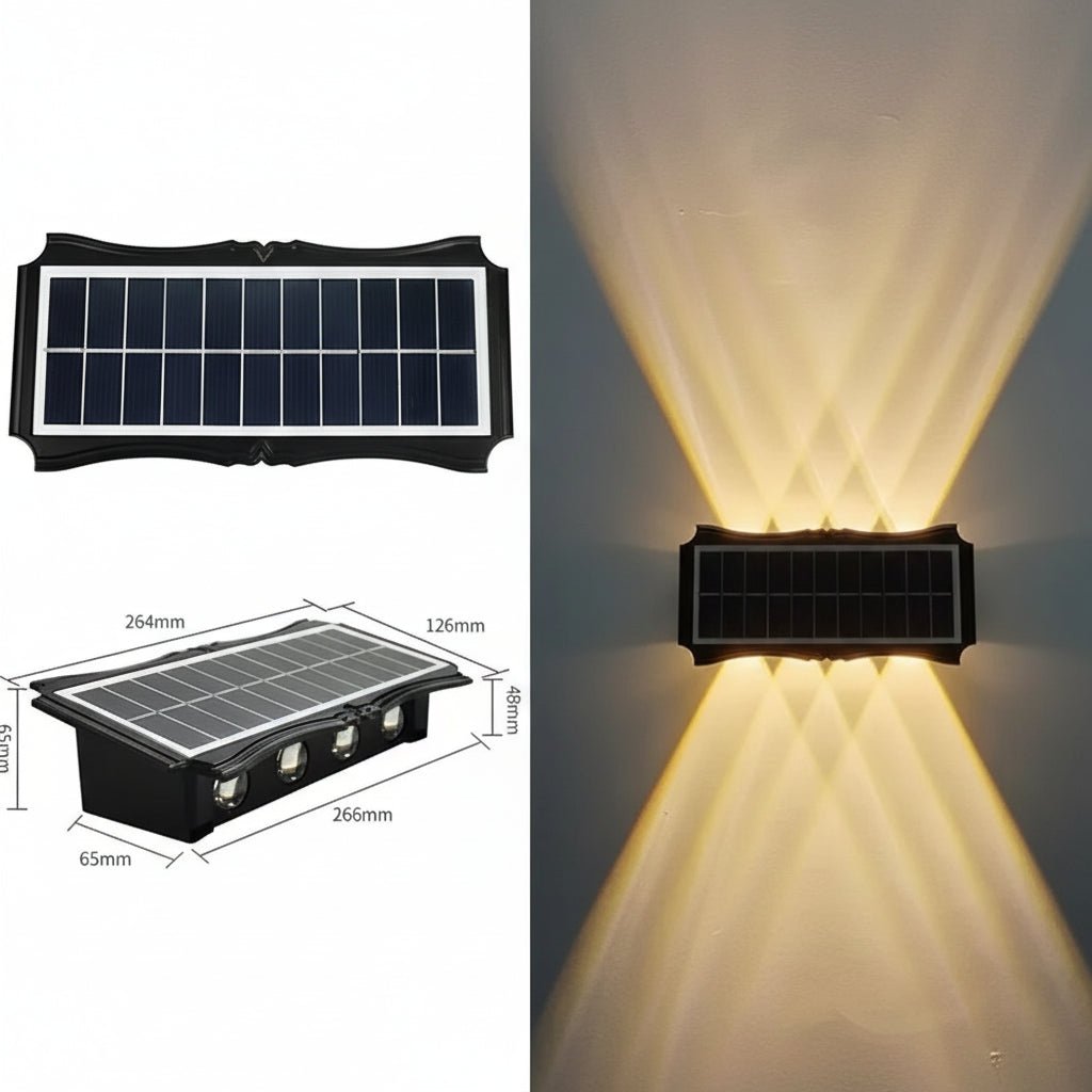 Solar-LED-Außenwandleuchte mit Einstellbarer Helligkeit und Farbwechsel IP65 14