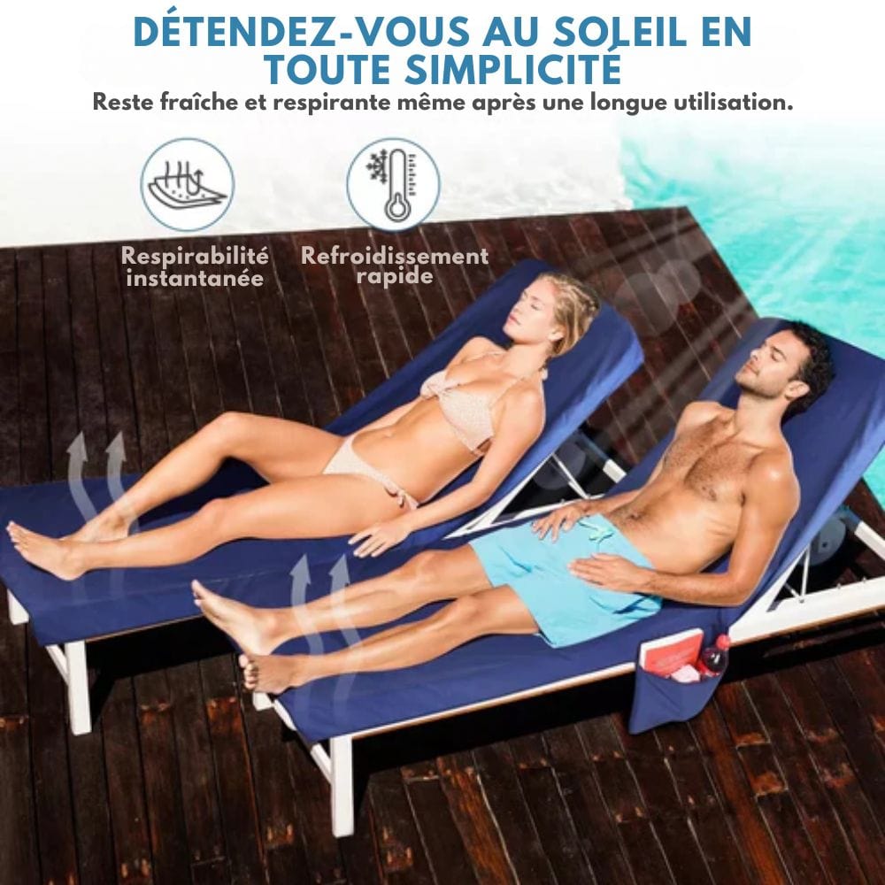 SUNLOUNGE TOWEL - Towel with pockets & non-slip grip for deckchairs