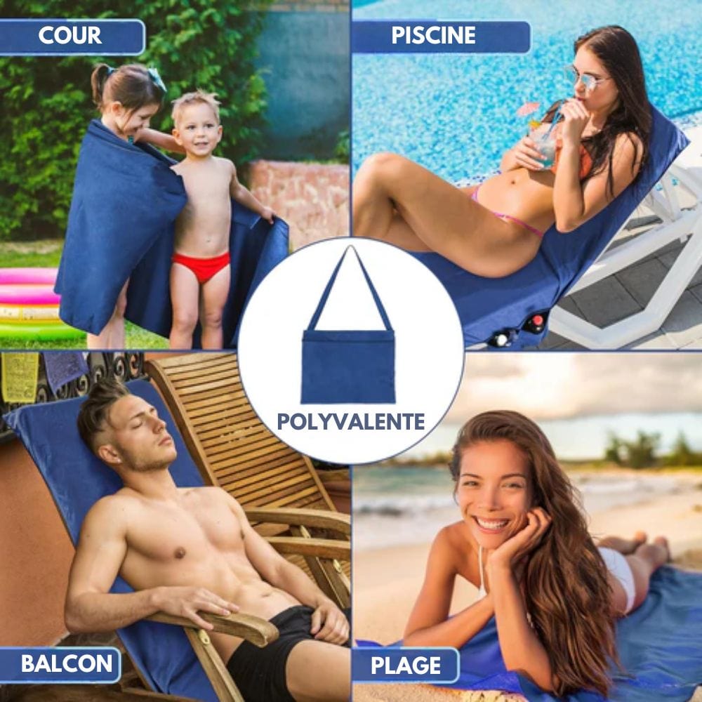 SUNLOUNGE TOWEL - Towel with pockets & non-slip grip for deckchairs