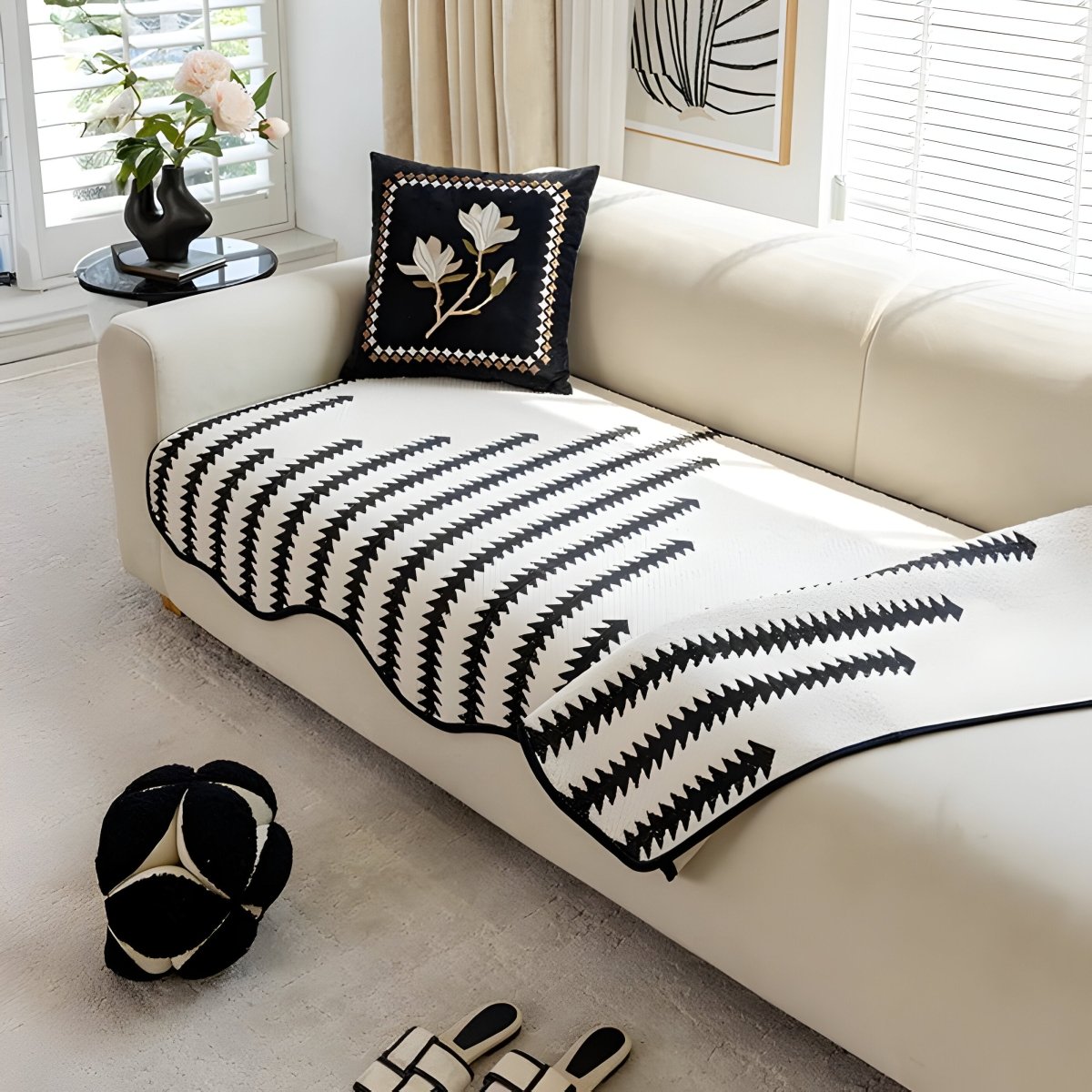 ChevronLuxe – Housse de canapé en chenille moderne avec protection élégante