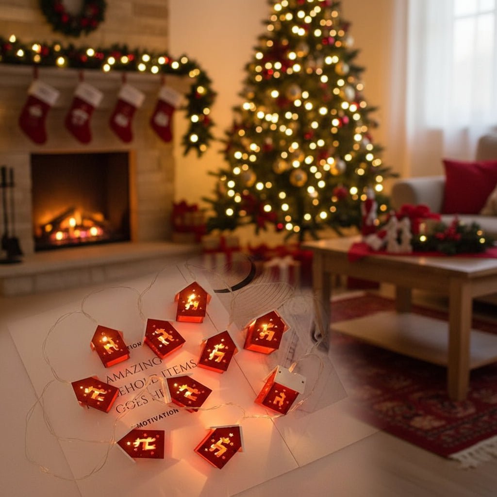 TINSELHOUSE – LED-Lichtleiste aus Holz mit warmweißem Weihnachtslicht 3