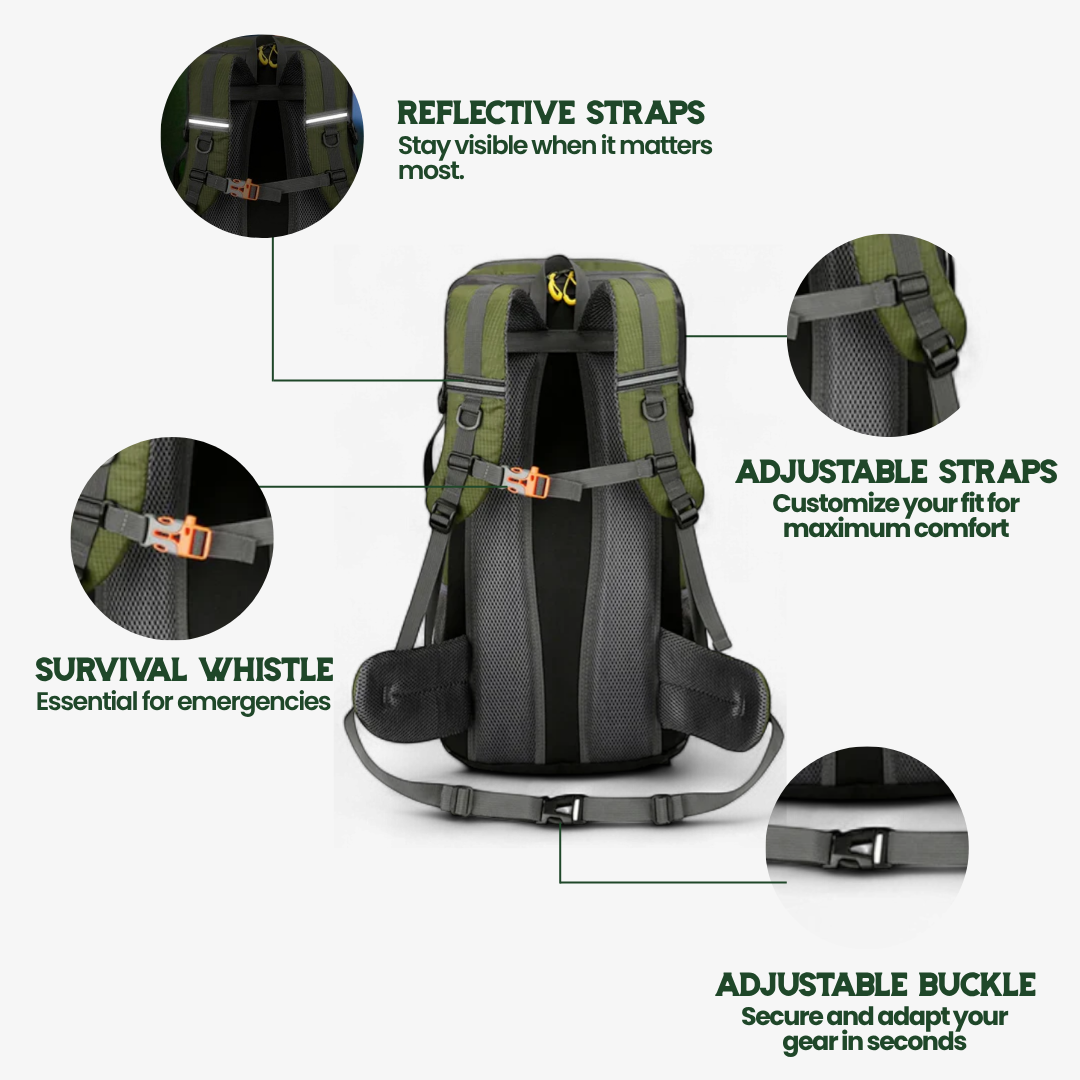 TrailPro 50L - Hiking backpack with breathable back panel & shoe compartment