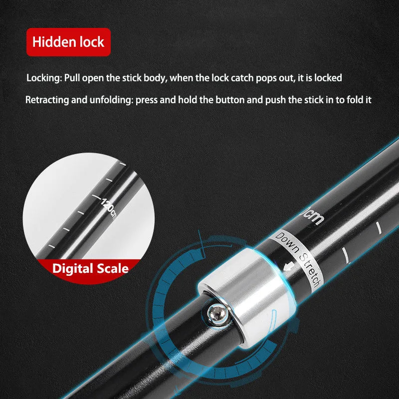 TrekLite - Ultralight 5-piece telescopic trekking poles for mountain and hiking tours