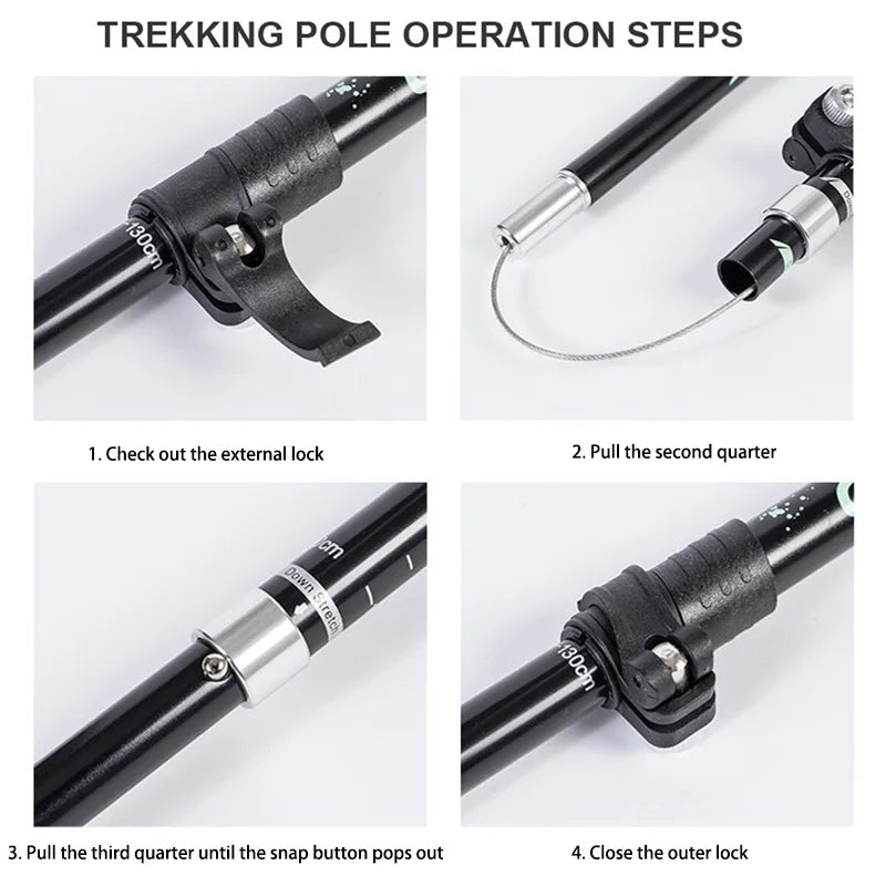 TrekLite - Ultralight 5-piece telescopic trekking poles for mountain and hiking tours