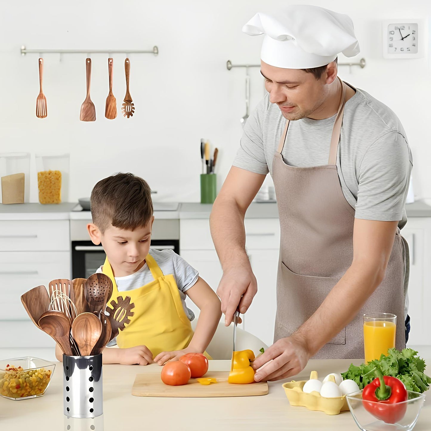 TeakStyle Küchenutensilien-Set | 11-teiliges Set aus natürlichem Teakholz | Kratzfeste Kochutensilien | Umweltfreundliches Küchenzubehör 1