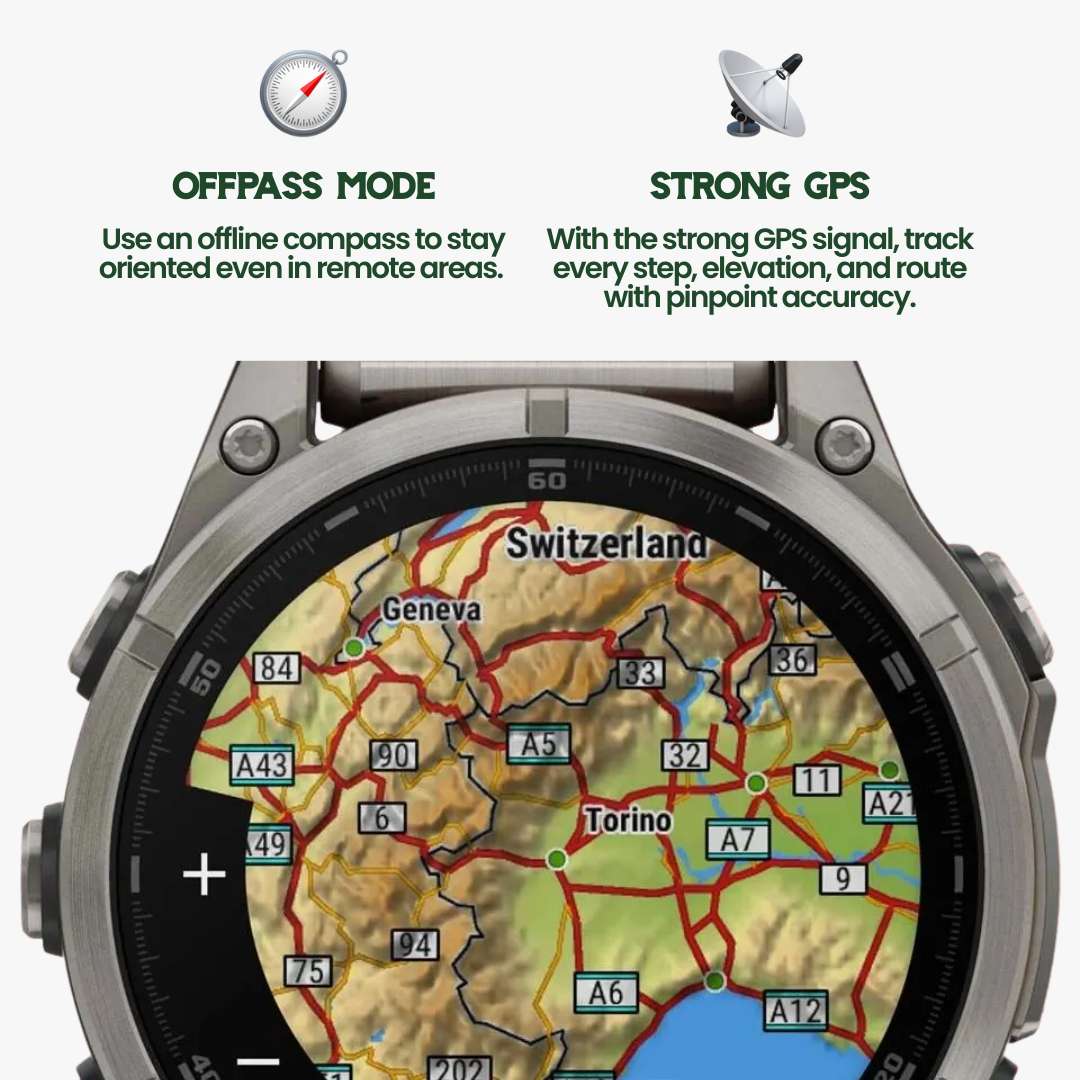 TrekSight X - Smartwatch da esterno con GPS, bussola e monitoraggio della salute