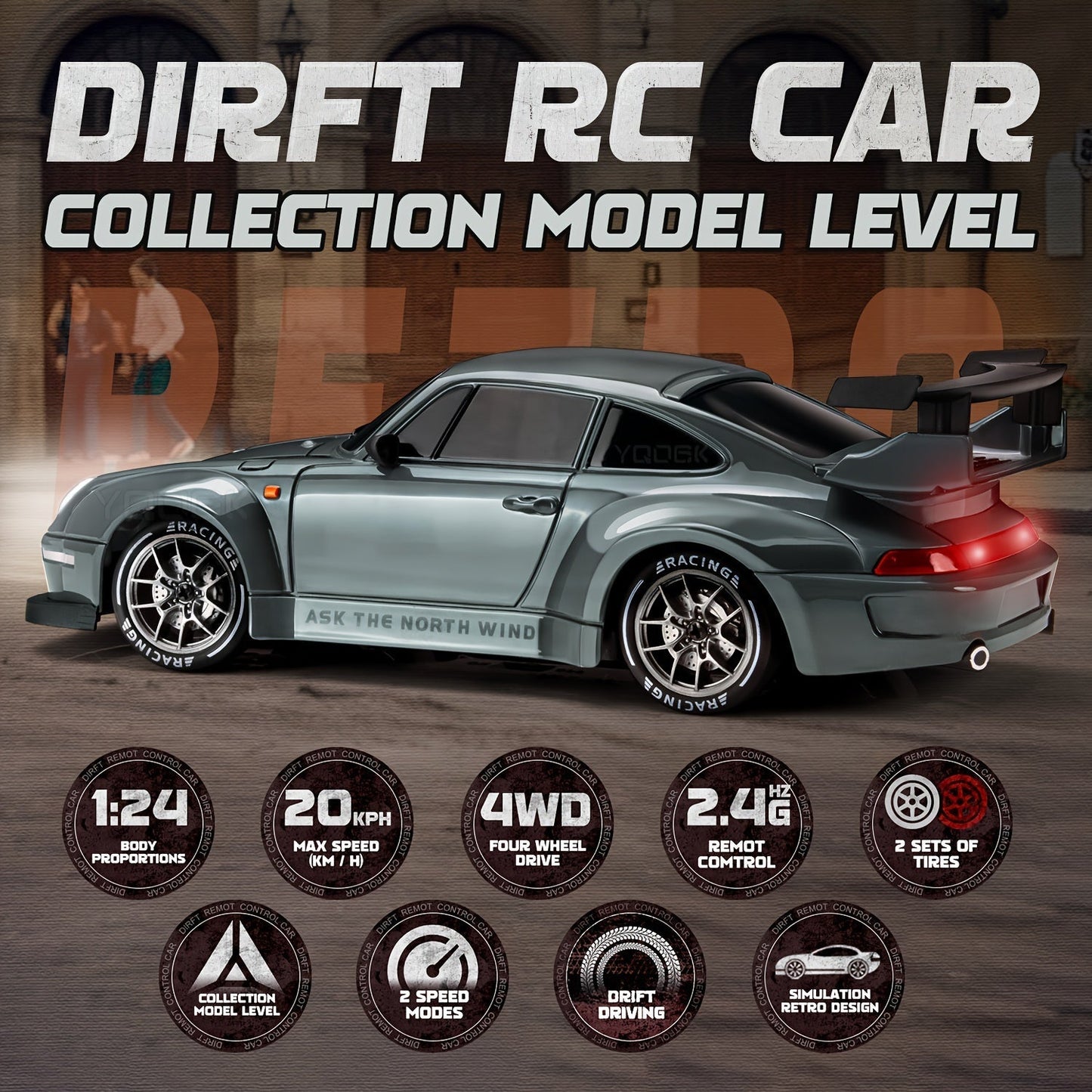 Ultimate Drift Racer – coche RC con ruedas LED y tracción en las cuatro ruedas a escala 1:24
