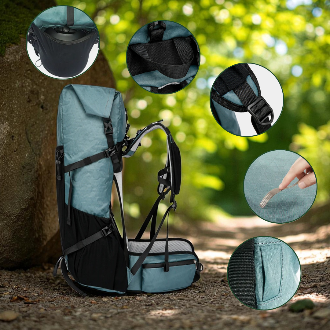 ULTREA - 50L Ultralight Expandable Adventure Backpack with Rolltop