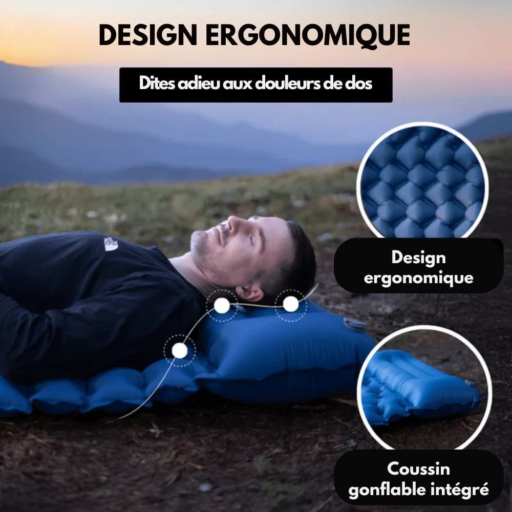 AirTrek Mat - Inflatable camping mattress with foot pump & ergonomic design