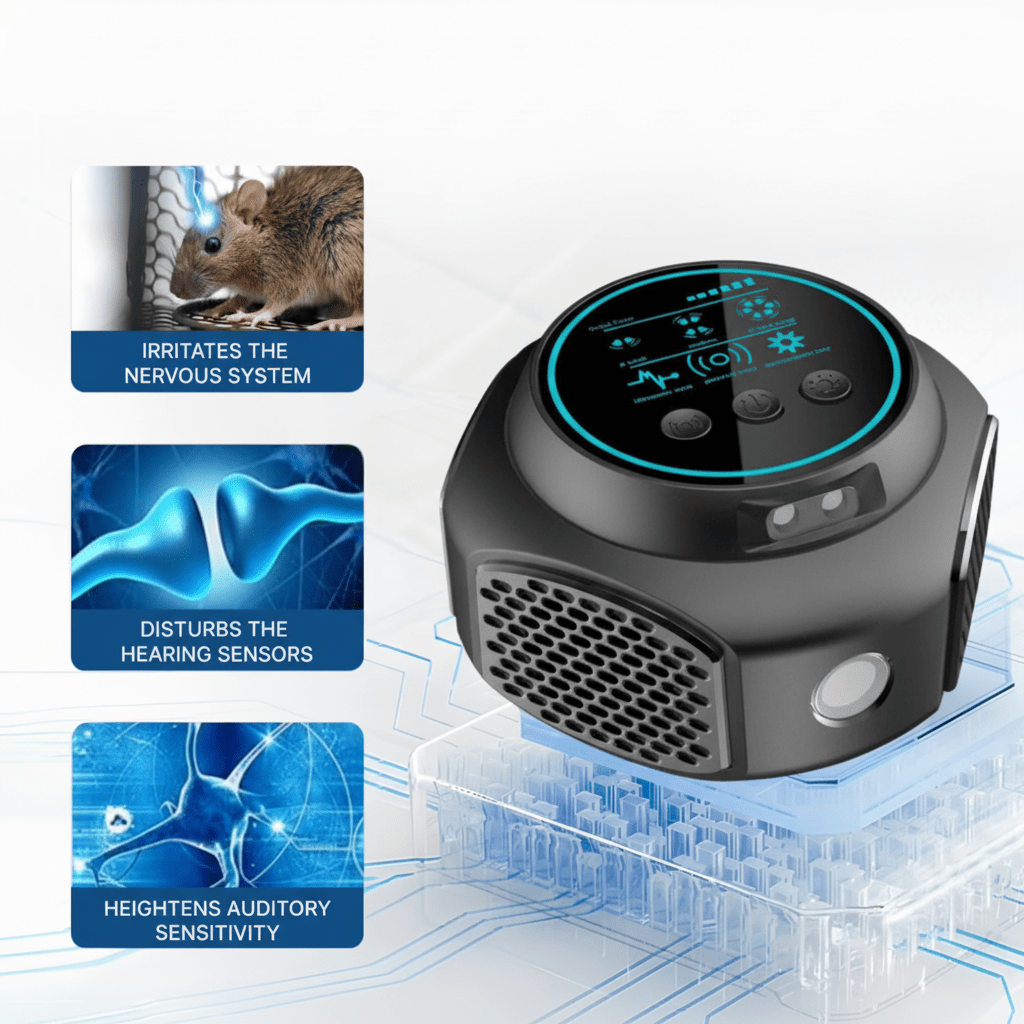 Ultraschall-Nagetiervertreiber - Effektive Schalltechnologie für Ratten und Mäuse, Haustiersicher, Plug-in-Design, 3200 Quadratfuß Abdeckung 8