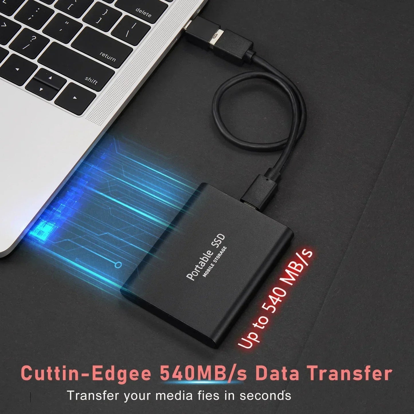 SpeedVault SSD – Externe 128GB Festplatte mit ultraschnellem USB-C & USB 3.1 Anschluss