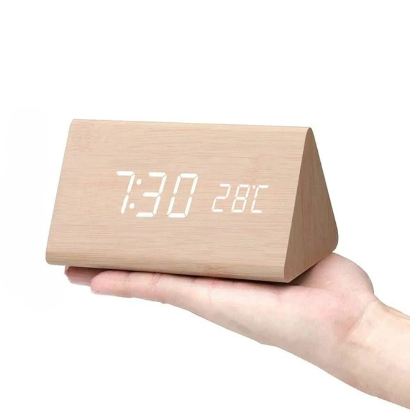 WoodSense LED wooden clock - Voice-controlled & stylish for every room
