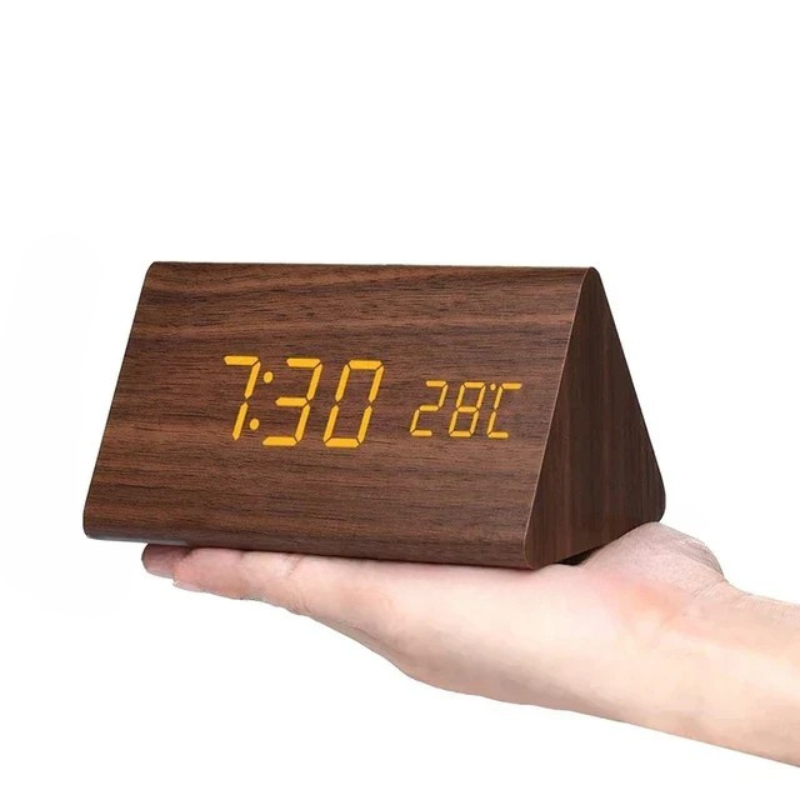 WoodSense LED wooden clock - Voice-controlled & stylish for every room