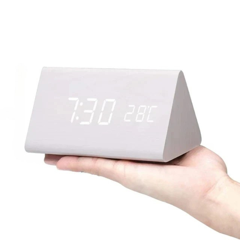 WoodSense LED wooden clock - Voice-controlled & stylish for every room
