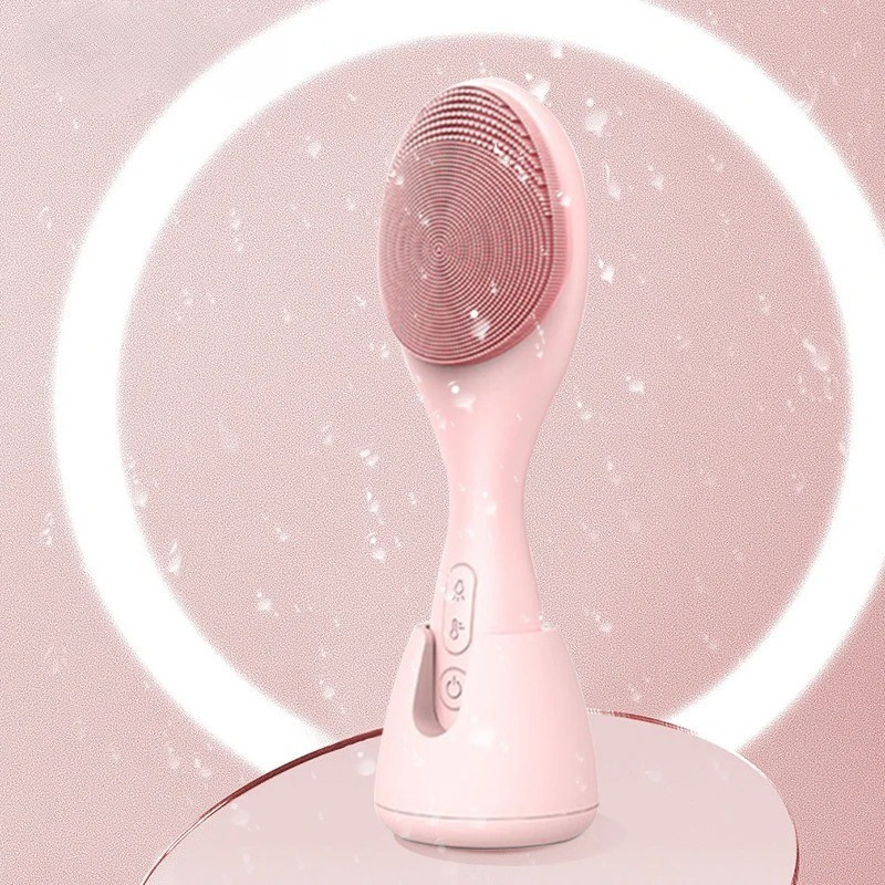 Glowpure – Elektrisch gezichtsreiniger met LED-licht & 42 °C warmtetechnologie | siliconen huidverzorgingsapparaat met klanktrilling