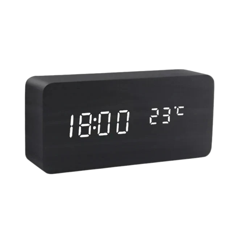 WoodSense LED wooden clock - Voice-controlled & stylish for every room