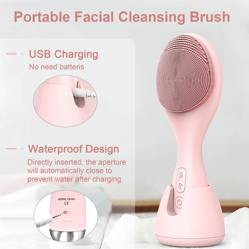 Glowpure - Electric facial cleanser with LED light & 42 °C heat technology | Silicone skincare device with sound vibration
