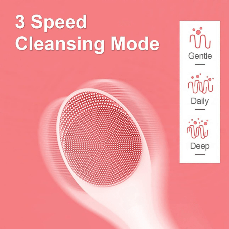Glowpure - Electric facial cleanser with LED light & 42 °C heat technology | Silicone skincare device with sound vibration