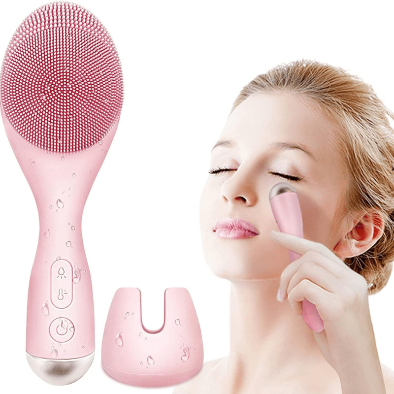 Glowpure – Limpiador facial eléctrico con luz LED y tecnología térmica de 42 °C | Dispositivo de silicona para el cuidado de la piel con vibración sónica