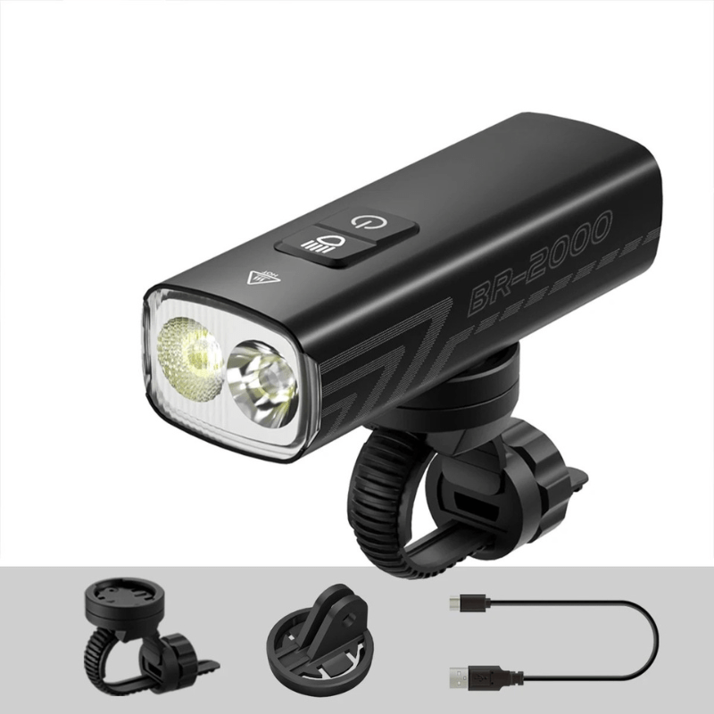 NIGHTRAY 2000 - Lampe de vélo à LED puissante avec 2000 lumens & protection contre l'eau IPX6