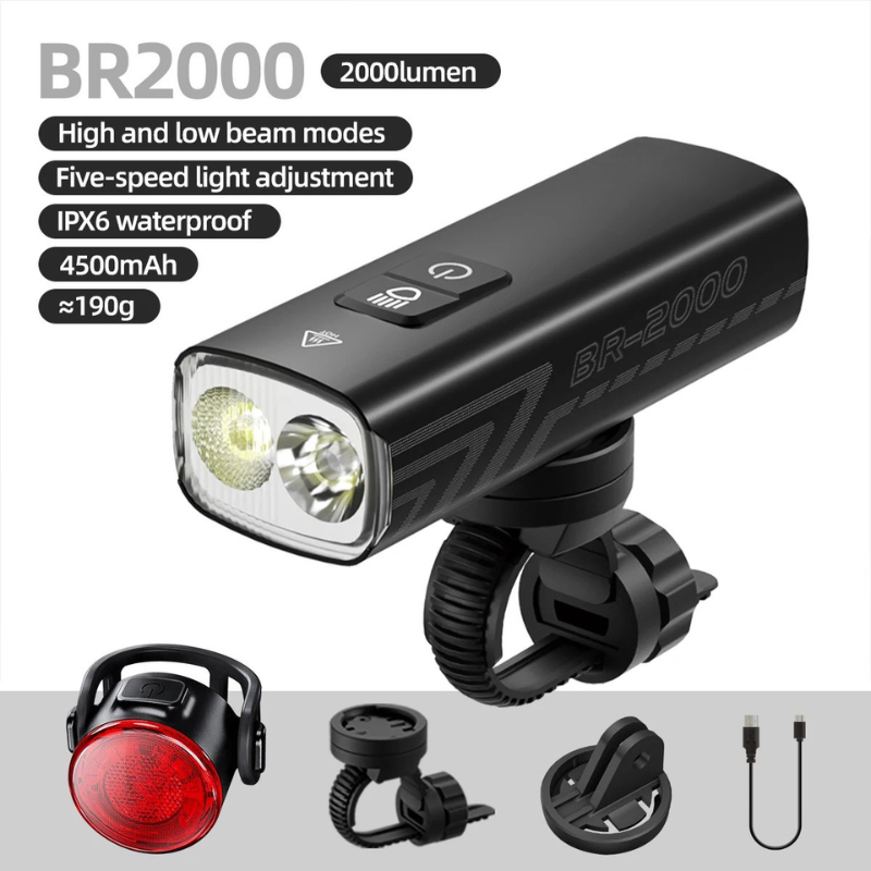 NIGHTRAY 2000 - Powerful LED bike light with 2000 lumen & IPX6 water protection