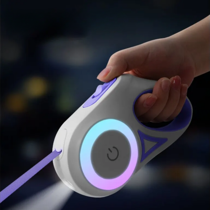DogLight – Automatische Hundeleine mit LED-Licht, USB-Akku & 3m Länge für sichere Spaziergänge
