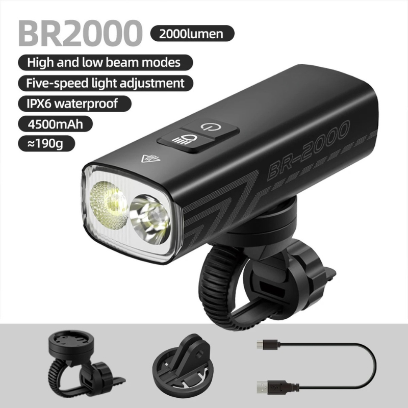NIGHTRAY 2000 - Powerful LED bike light with 2000 lumen & IPX6 water protection