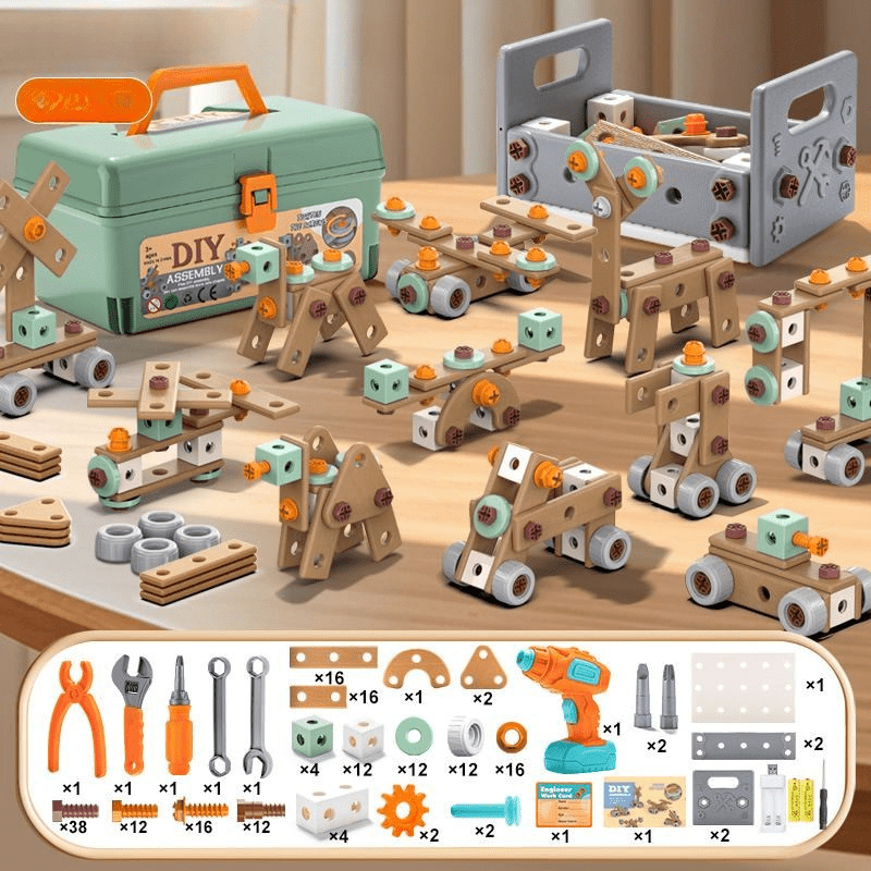 BuildMaster - Set di attrezzi da 100 pezzi per bambini creativi dai 3 anni in su