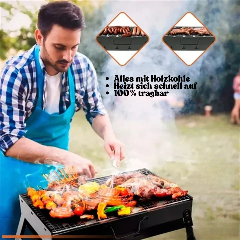 CampFlare stainless steel charcoal barbecue - Compact outdoor barbecue for travelling & camping
