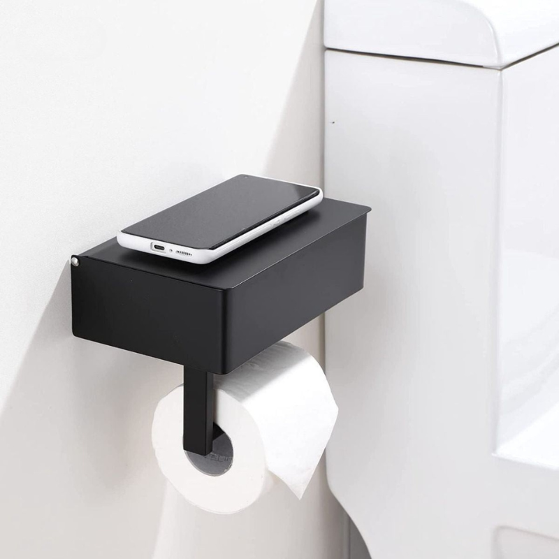 StahlDeluxe Toilet Paper Holder - Stainless steel with multifunctional storage compartment for your bathroom