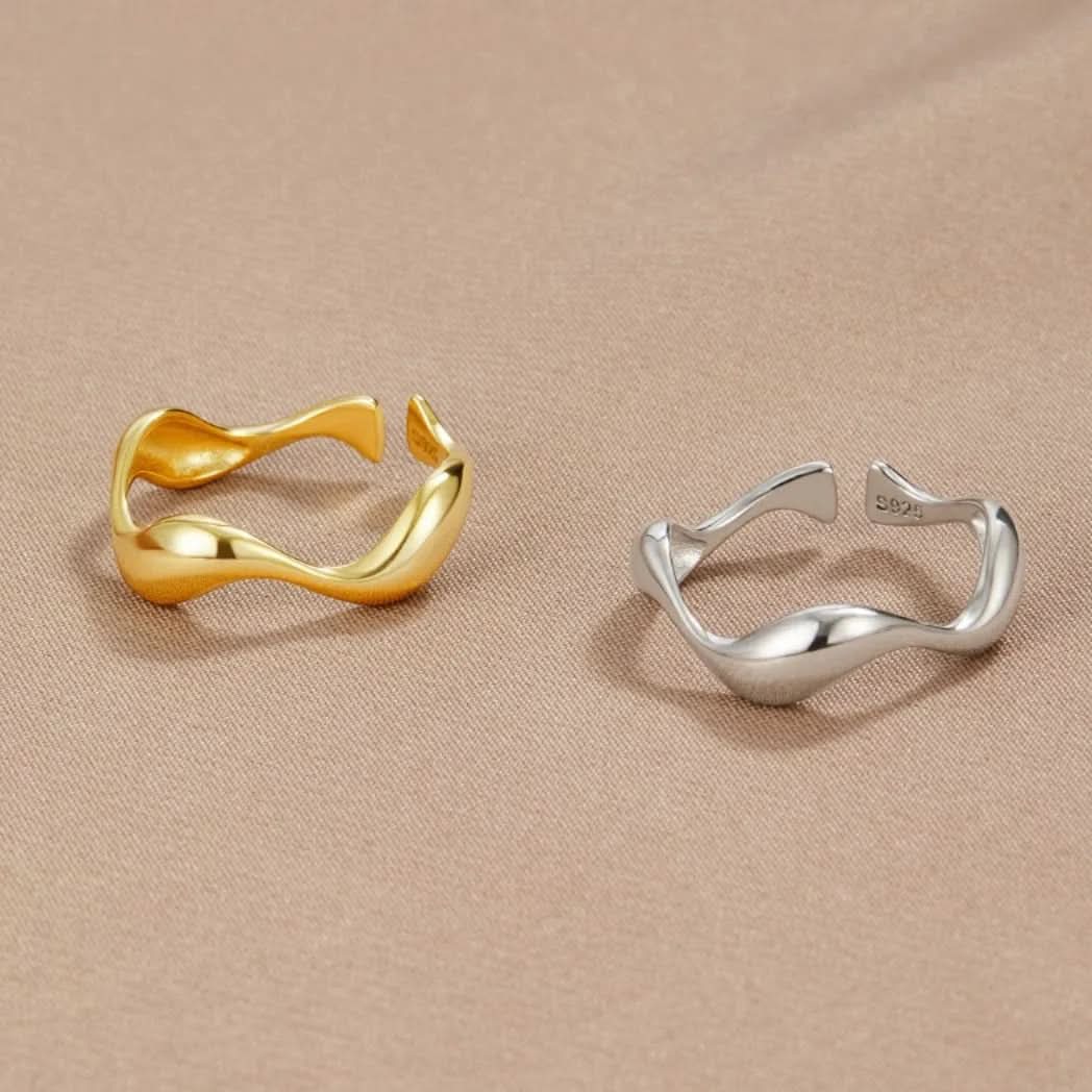 OCEANLUX – Bague argentée réglable avec design océanique