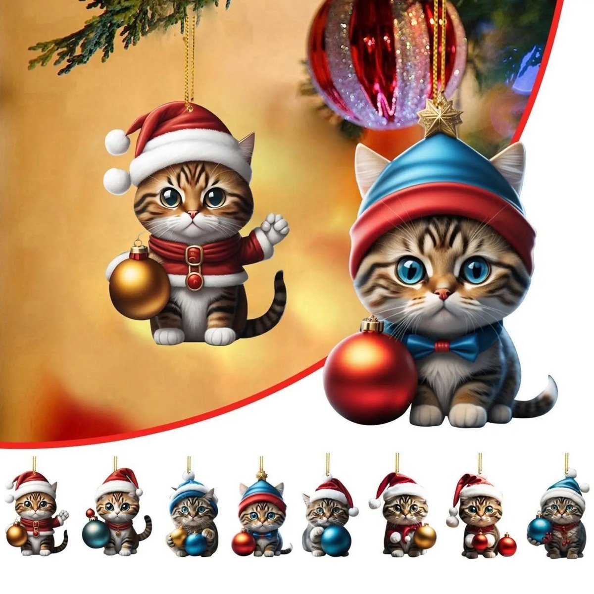 Vintage-Katzen-Adventskalender – 24-tägiger Weihnachts-Countdown mit Acryl-Ornamenten 4