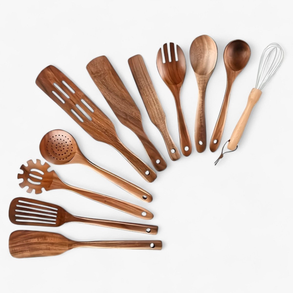 WOODCHEF UTENSILS - 11-piece wooden kitchen utensil set for safe and scratch-free cooking